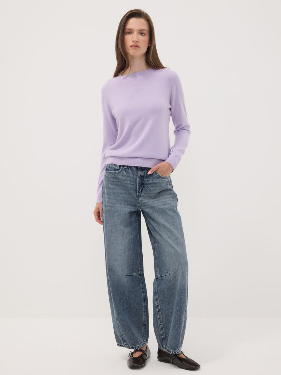 Maglia viola girocollo regular fit a maniche lunghe_1