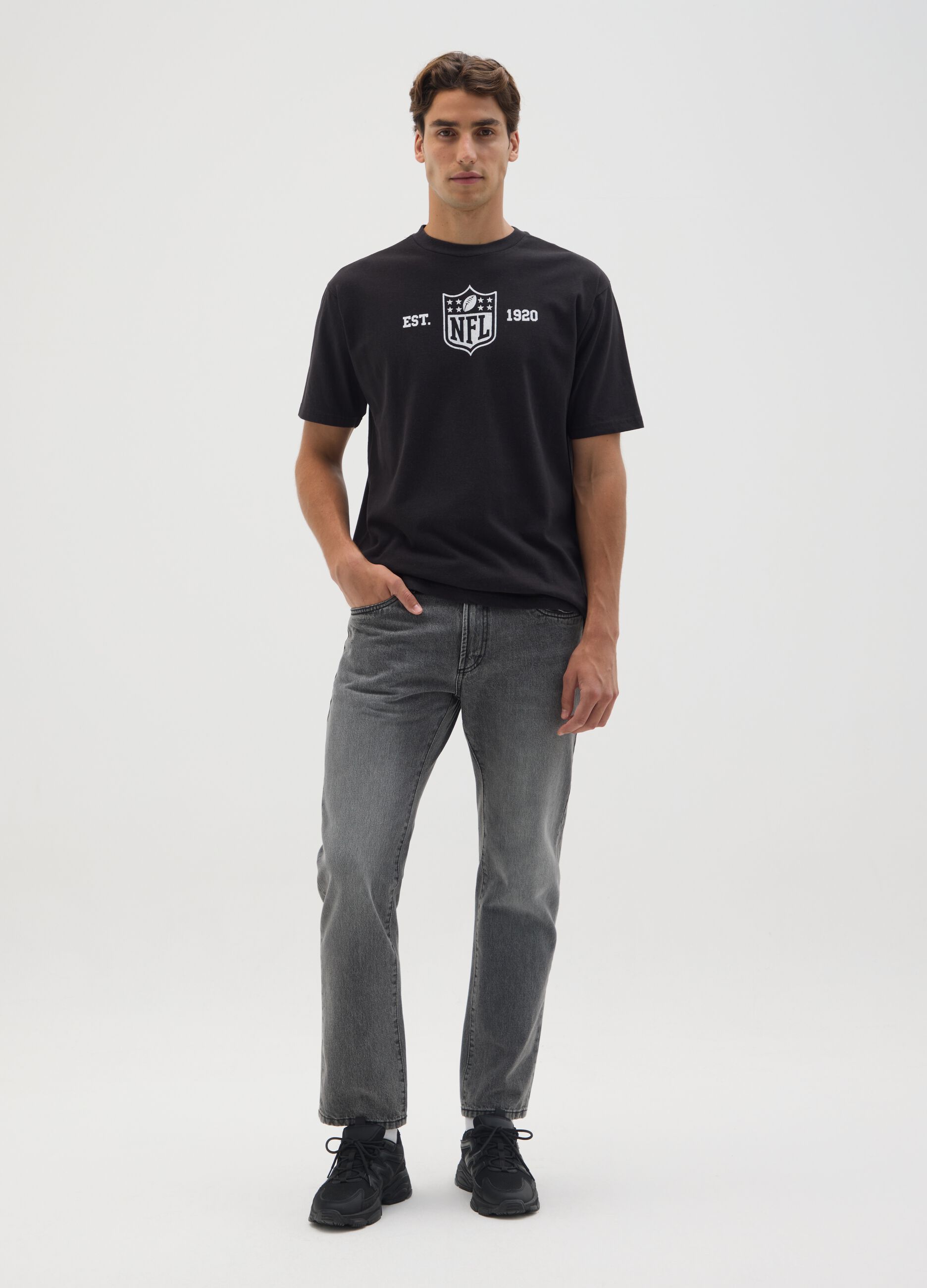 Black Pure Cotton NFL Logo T-shirt