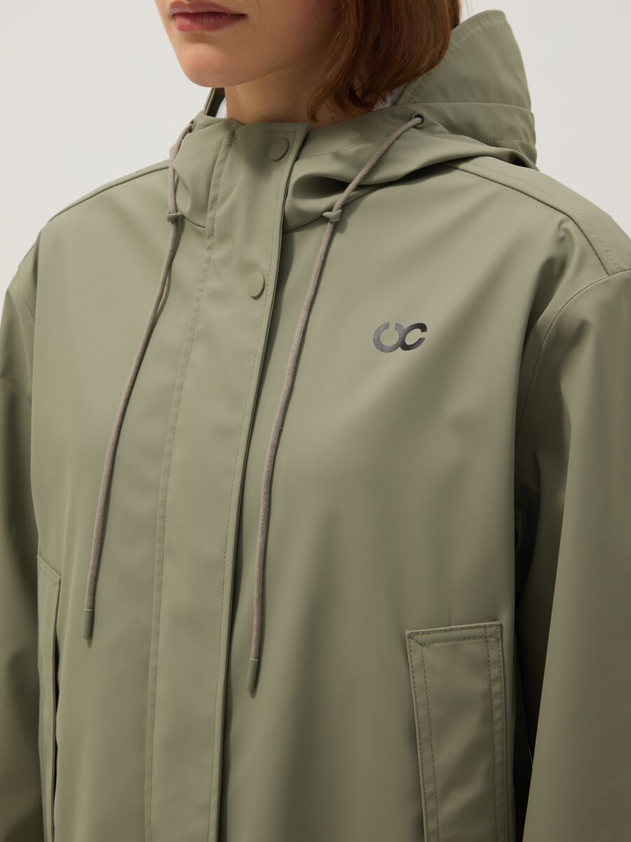 Green waterproof hooded jacket regular fit_2