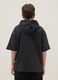 Boys' oversized black pure cotton t-shirt with hood_1