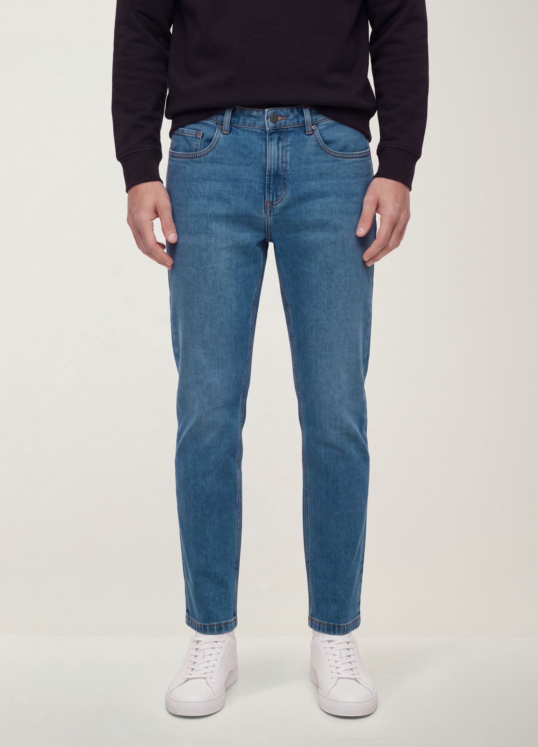 Light blue slim-fit cotton and viscose blend jeans