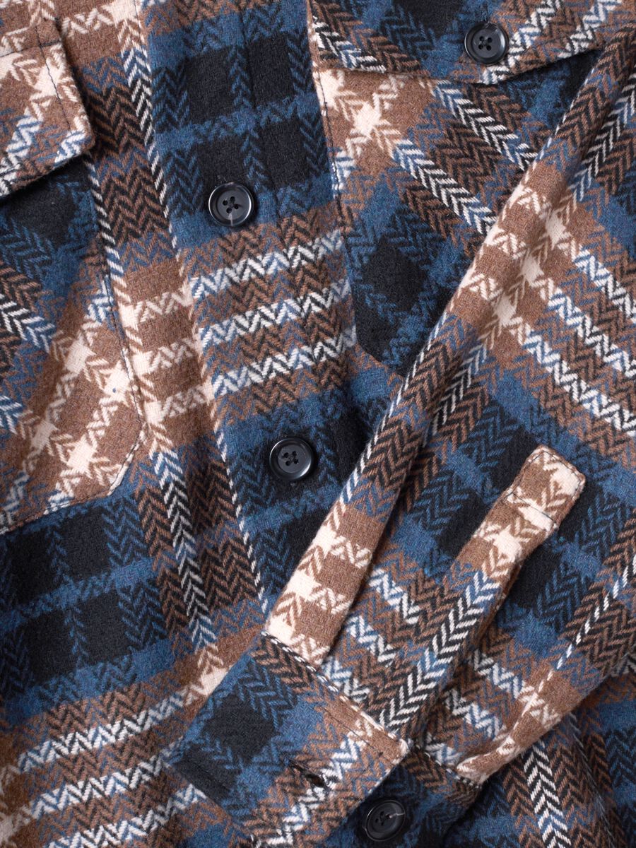 Blue wool-blend checked shacket with an oversized fit_5