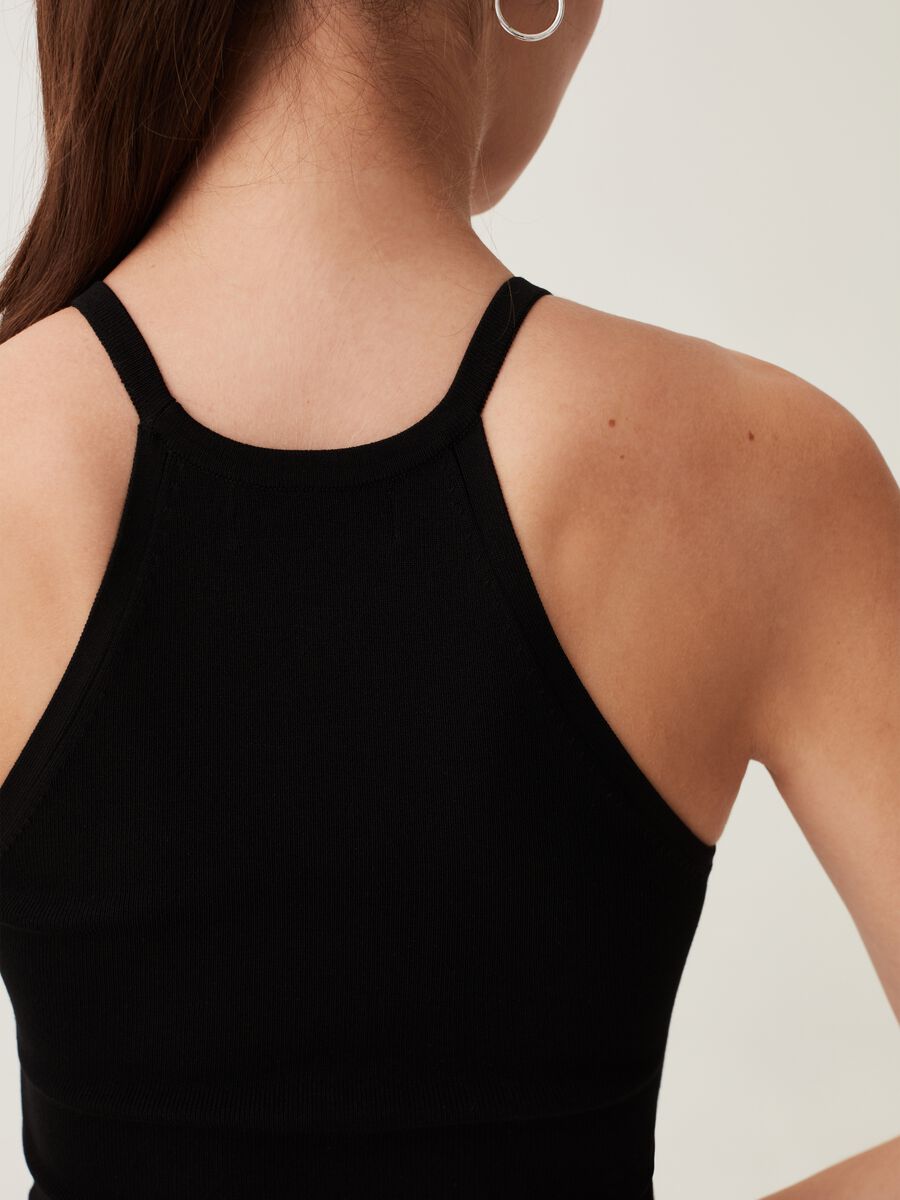 Halter neck tank top with cut-out detail_3