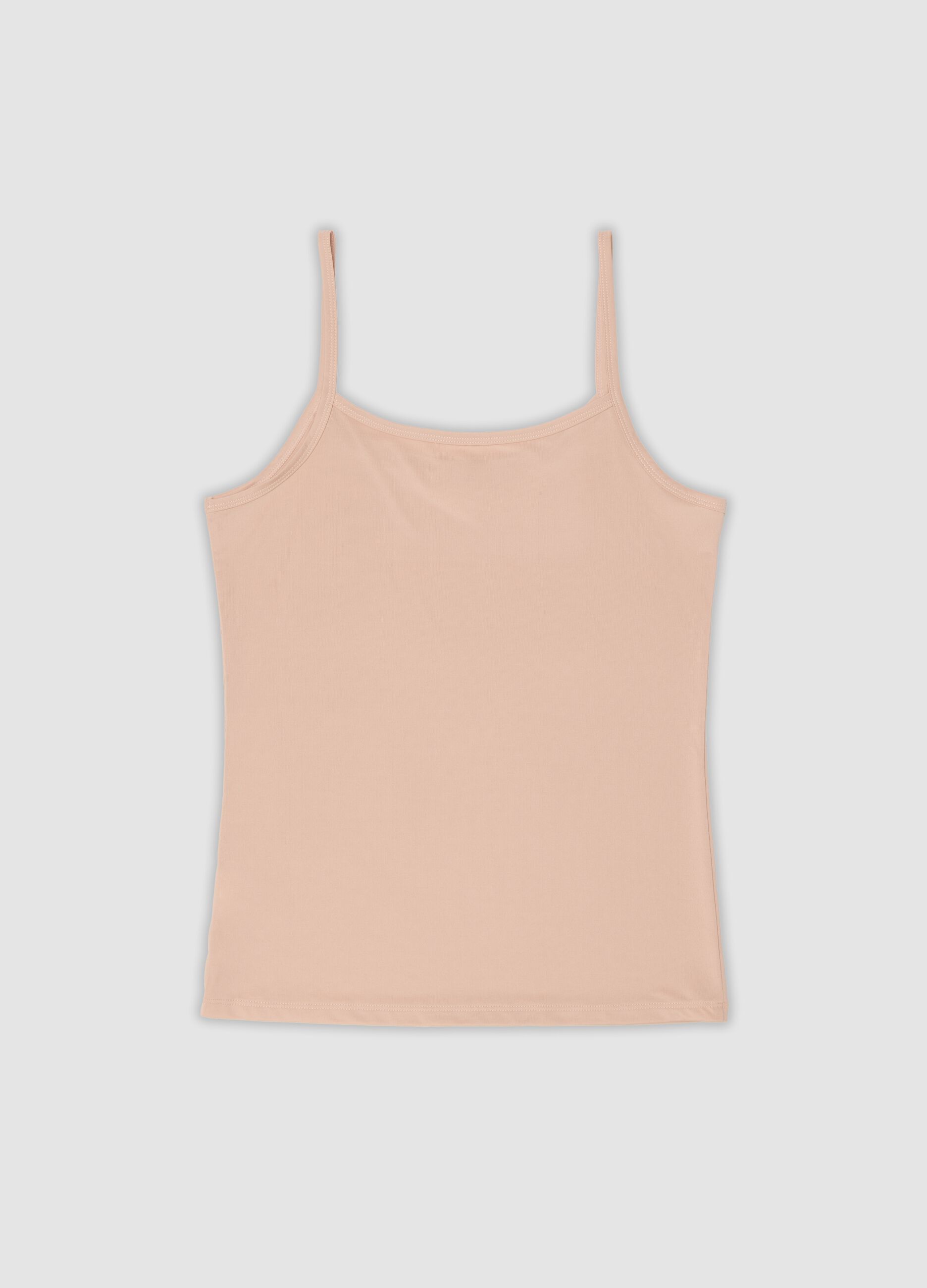 Beige stretchy crew-neck vest top