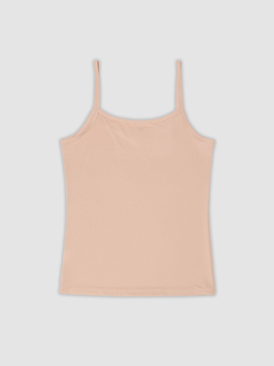 Beige stretchy crew-neck vest top_2