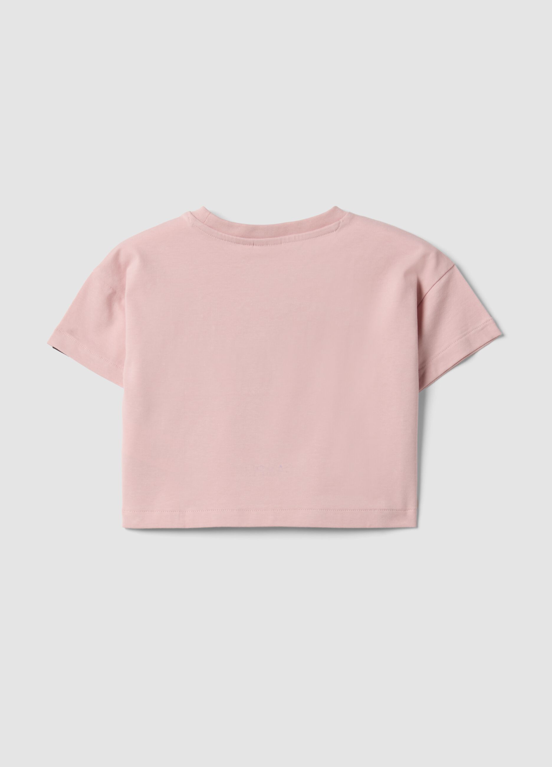 Rosa cropped T-Shirt aus Stretch-Baumwolle mit Print f&uuml;r M&auml;dchen