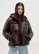 Casaco The Iconic Puffer castanho com capuz e detalhes sherpa_2