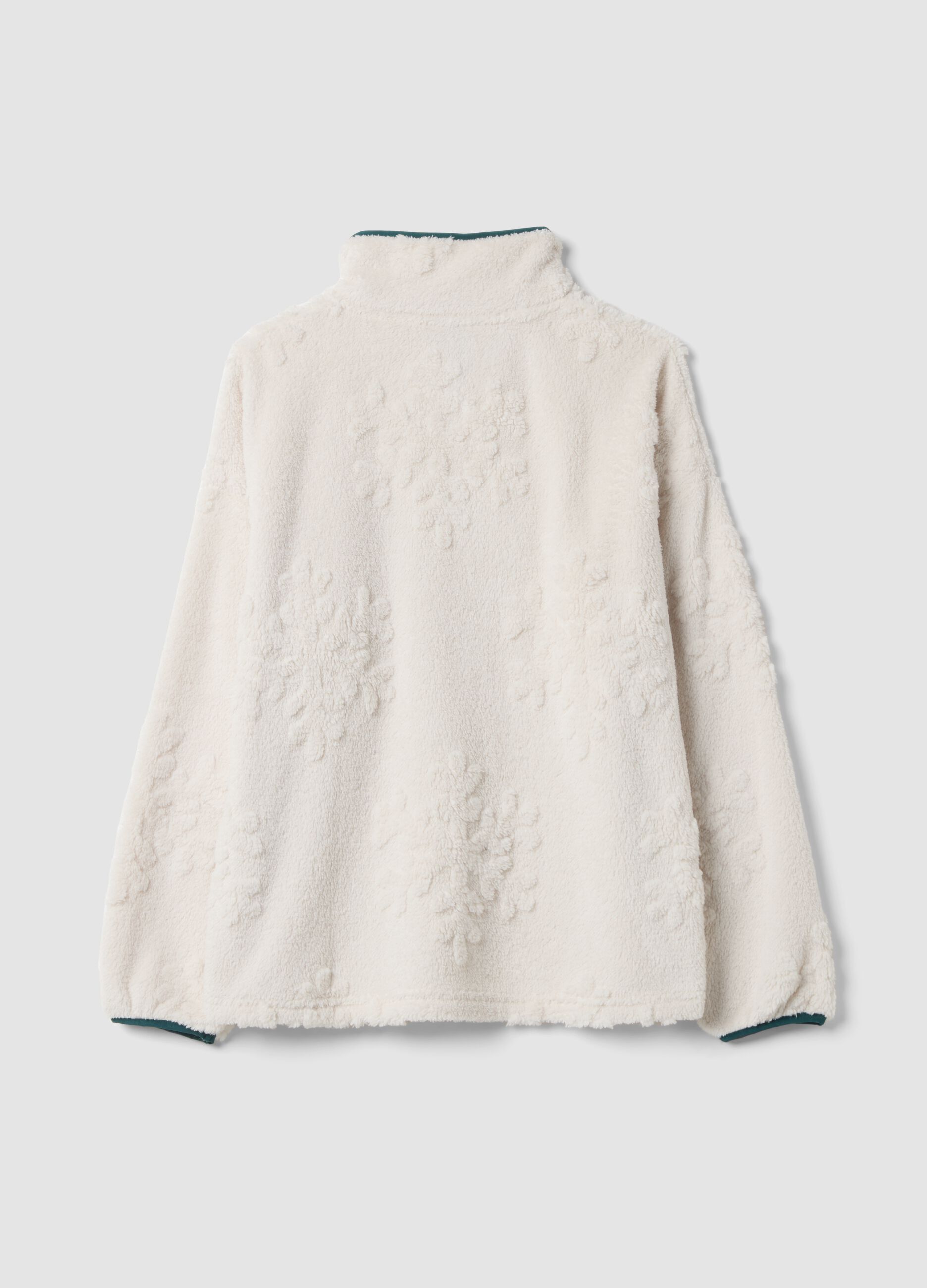 White long-sleeved half-zip pyjama top