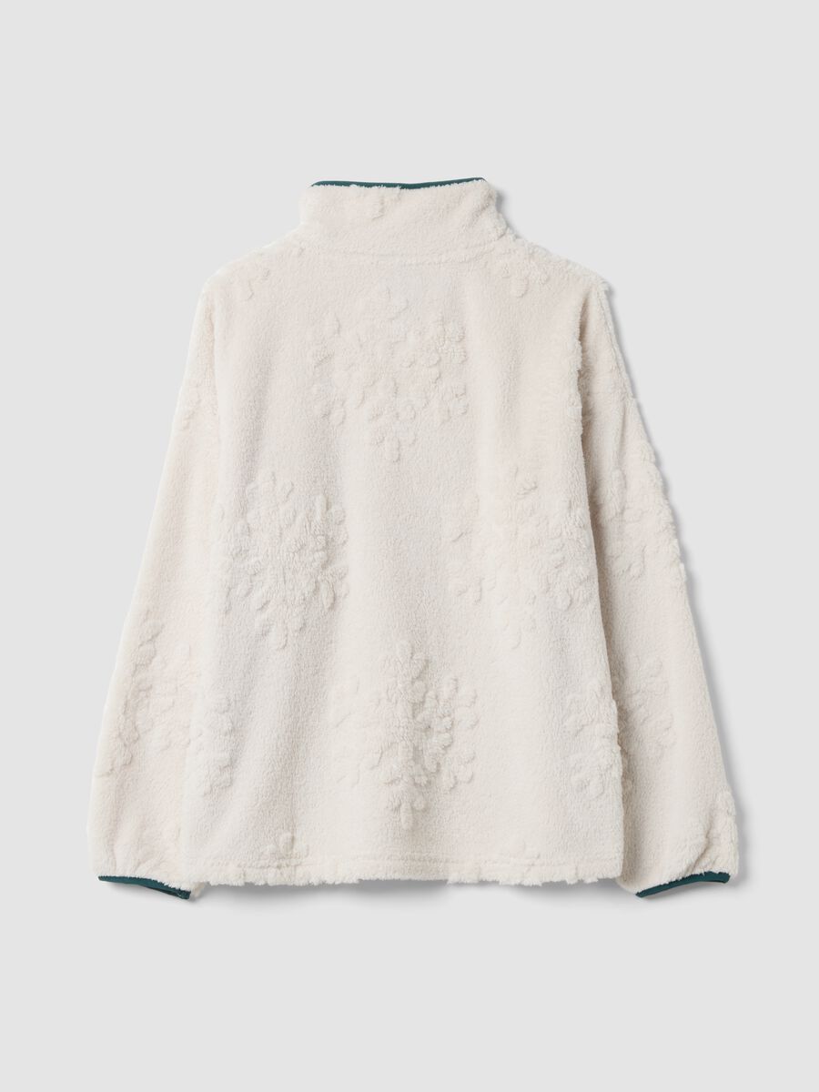 White long-sleeved half-zip pyjama top_2