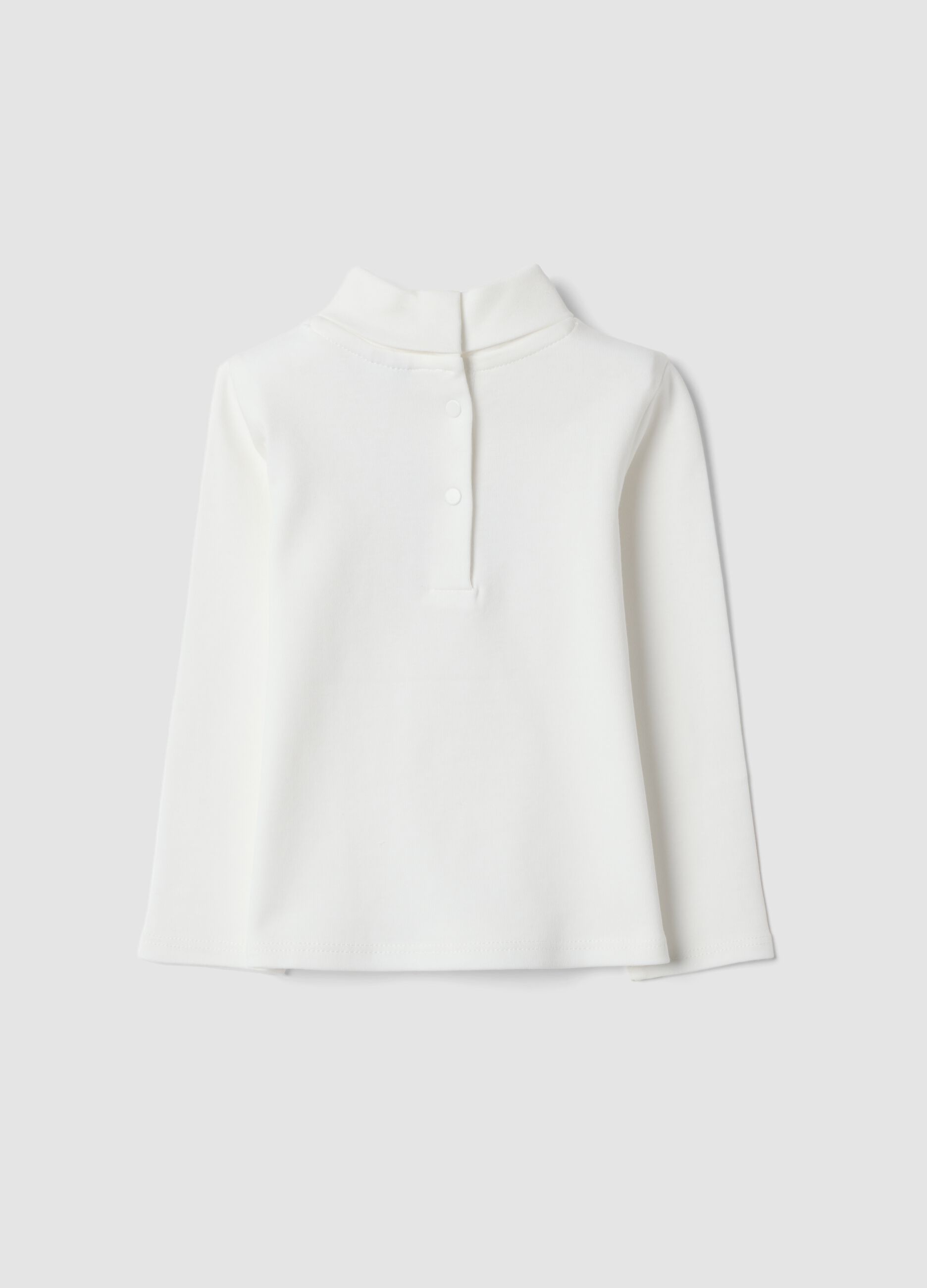 White organic cotton T-shirt with floral print