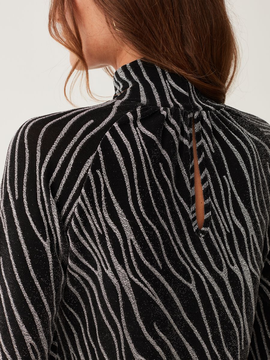Long-sleeved T-shirt with zebra print in lurex_3