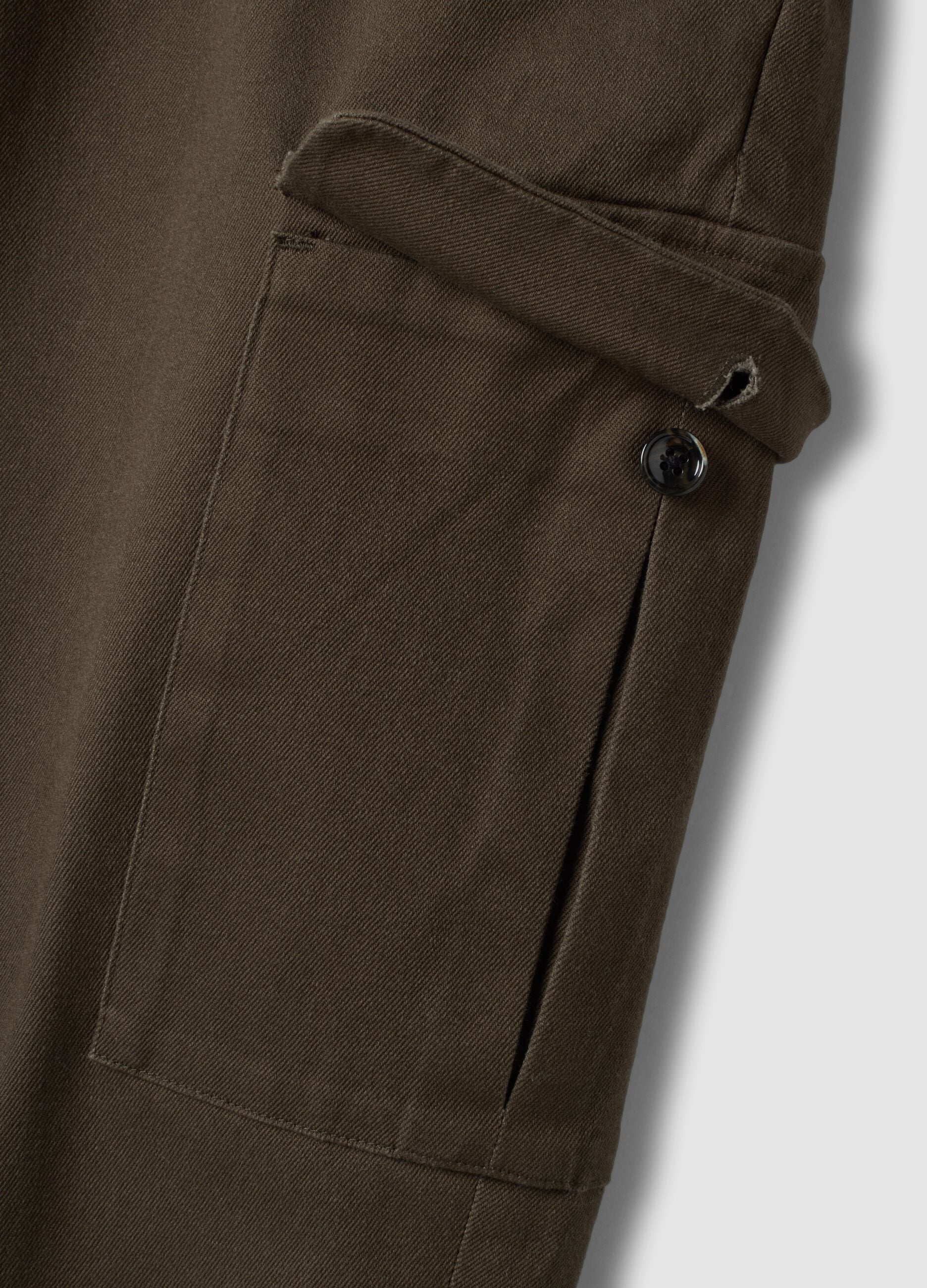 Brown comfort-fit stretch cotton twill cargo trousers