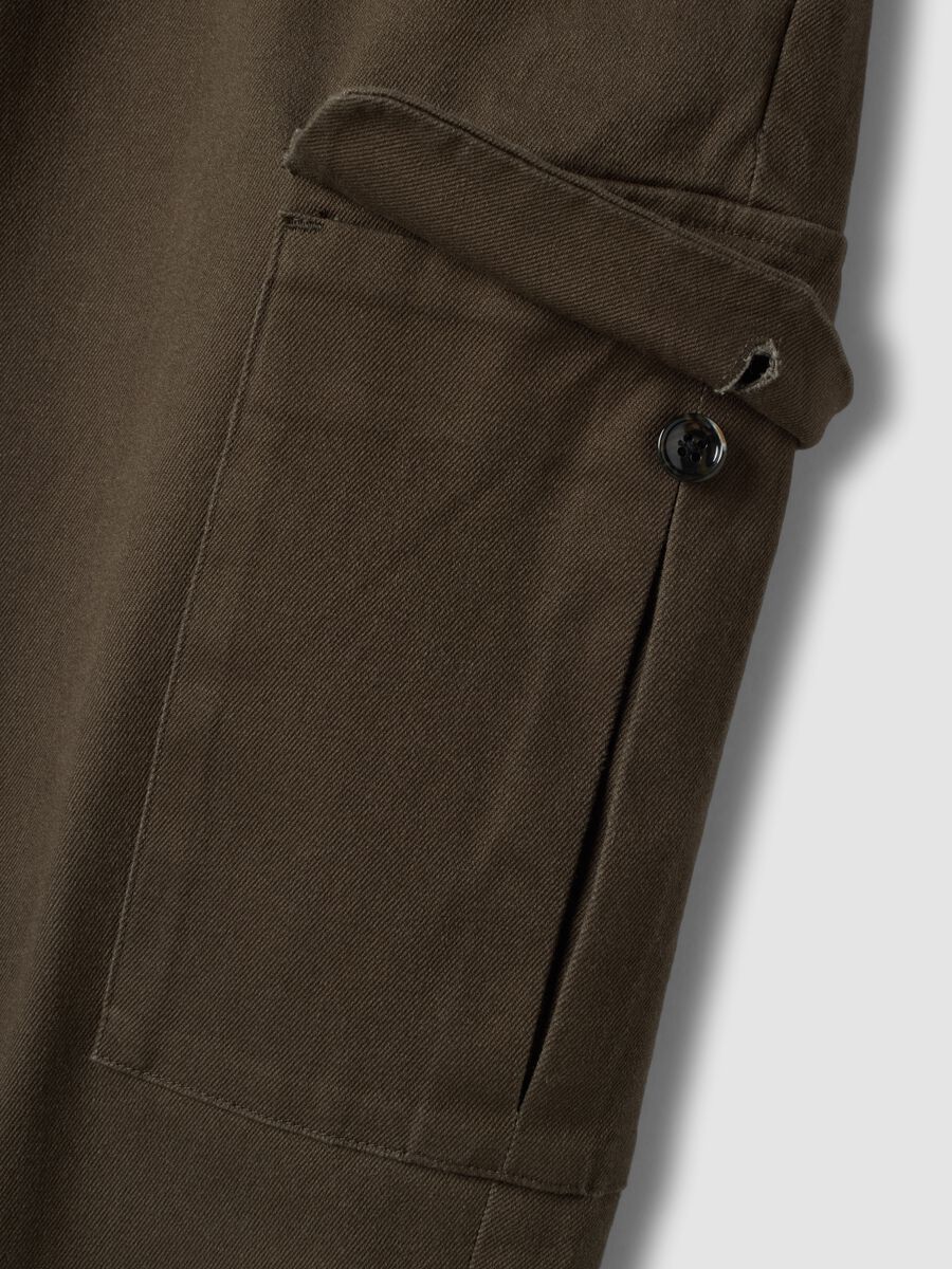 Brown comfort-fit stretch cotton twill cargo trousers_1