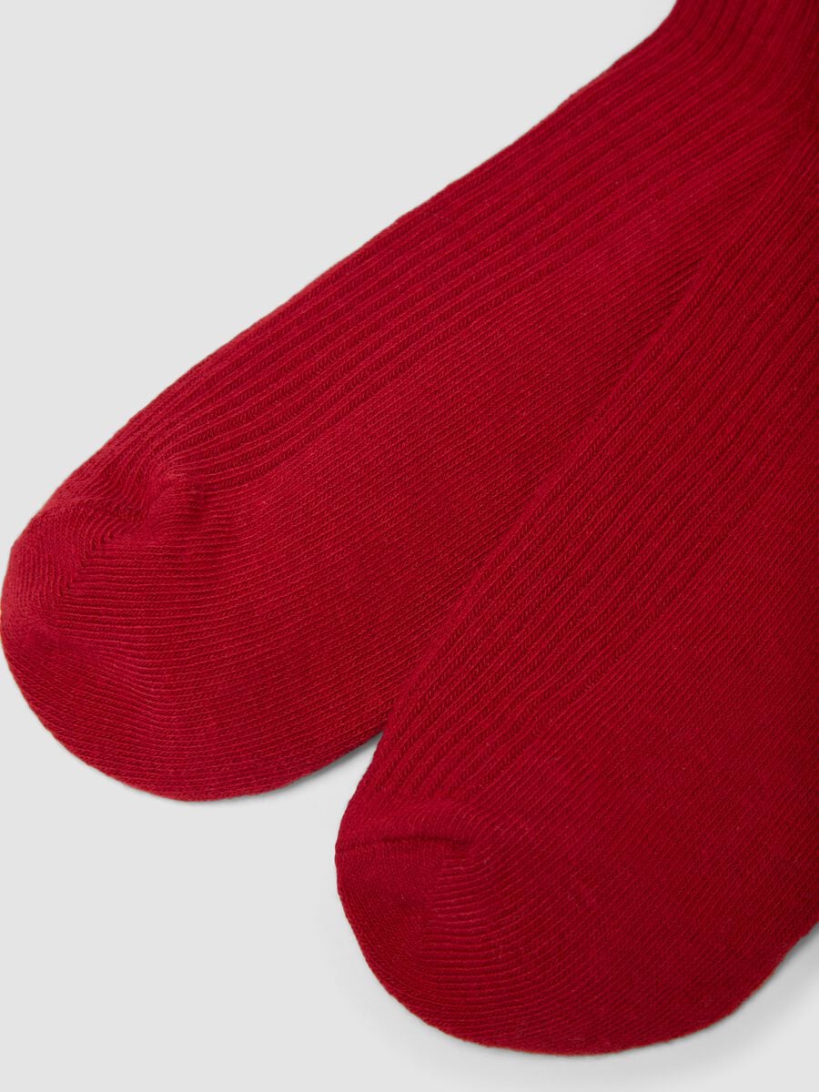 Calzini rossi in misto cotone organico elasticizzato con dettaglio natalizio_2