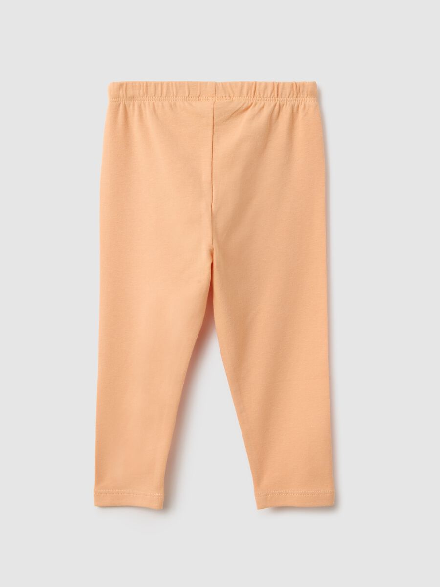 Beige stretch cotton leggings for girls - slim fit_1