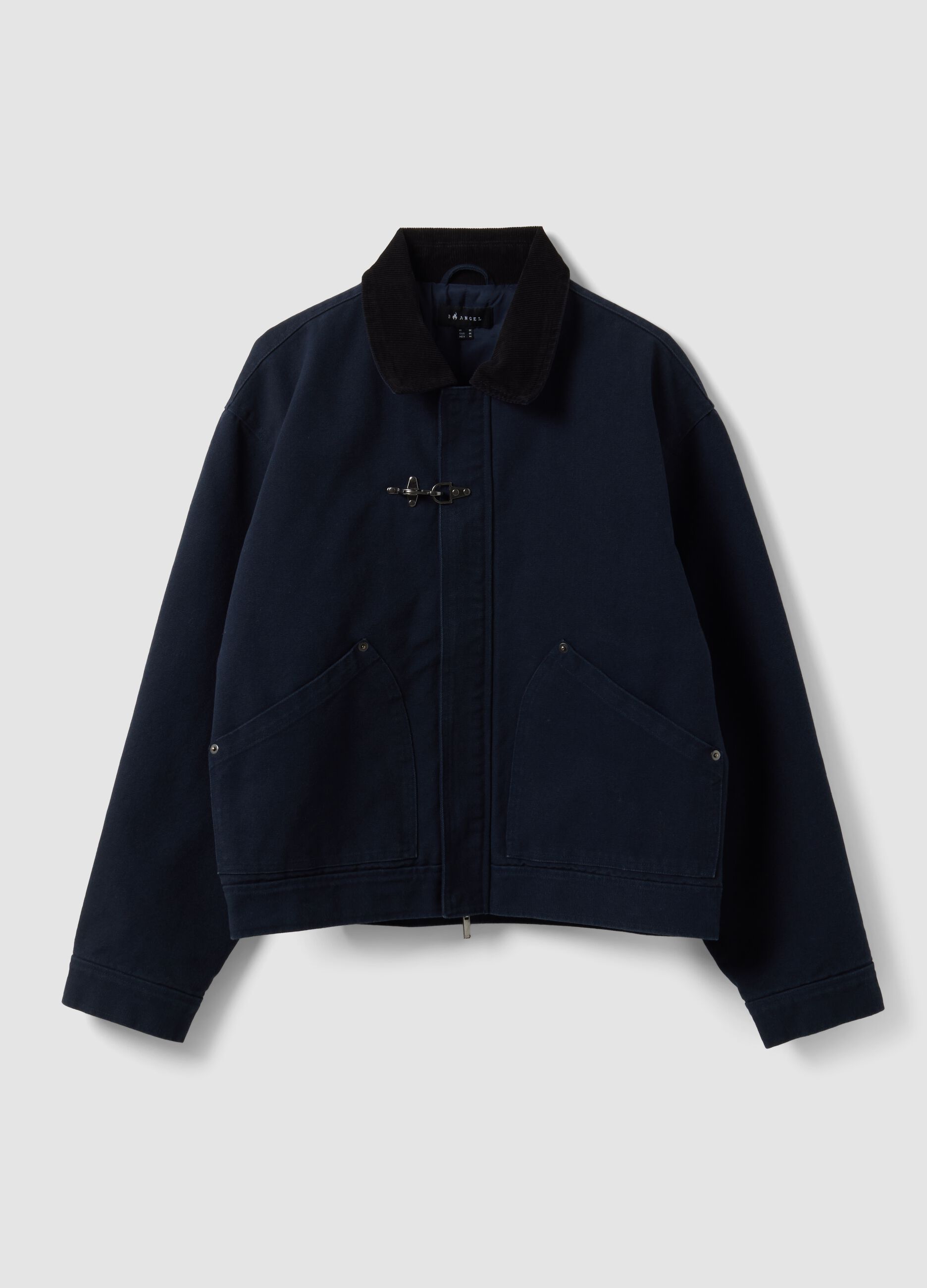 Blue cropped pure cotton padded jacket, oversized fit