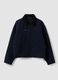 Blue cropped pure cotton padded jacket, oversized fit_0