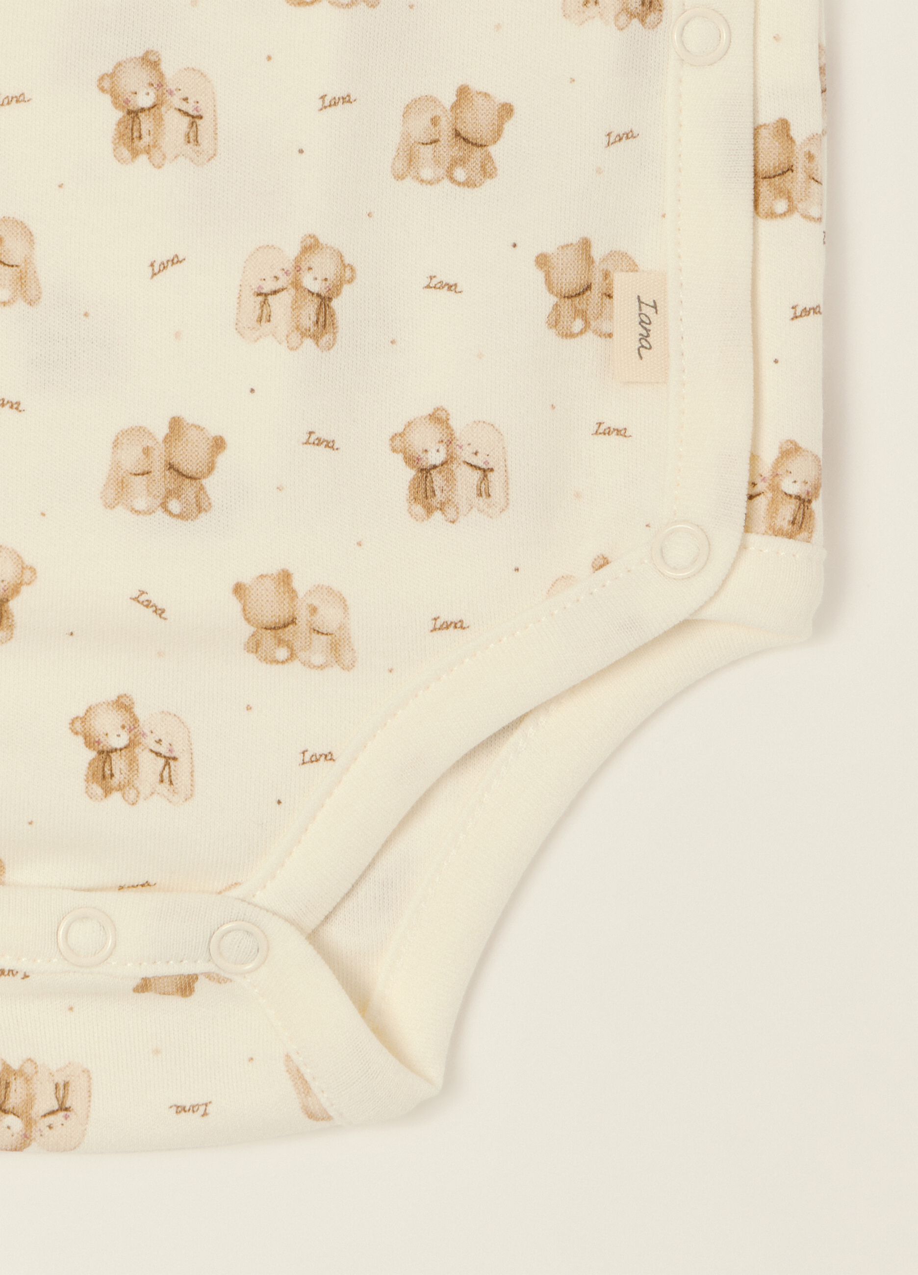 Two-pack of white pure cotton baby bodysuits with teddy bear print