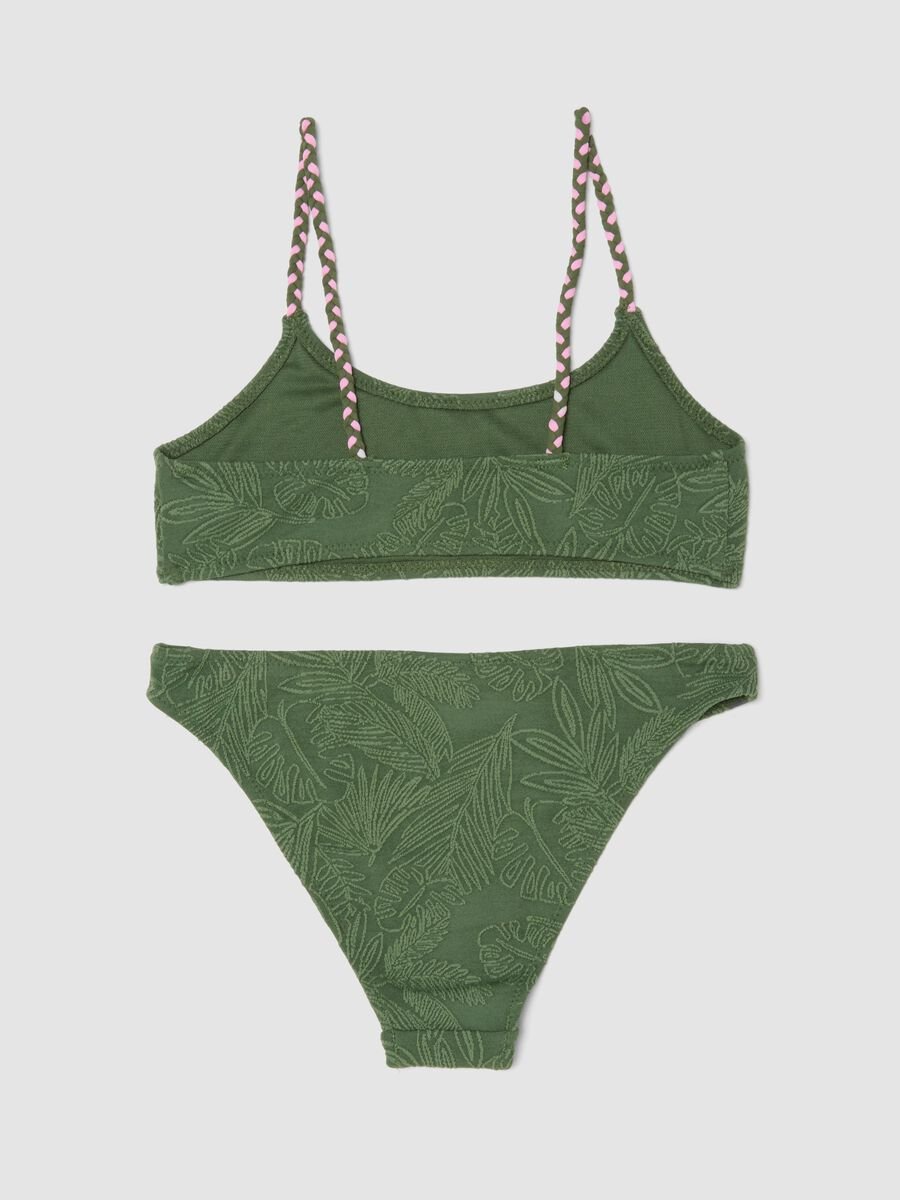 Green stretch bikini with foliage pattern_1
