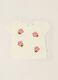 Wei&szlig;es Baby-M&auml;dchen-T-Shirt aus elastischer Baumwolle mit bestickten Blumen_0