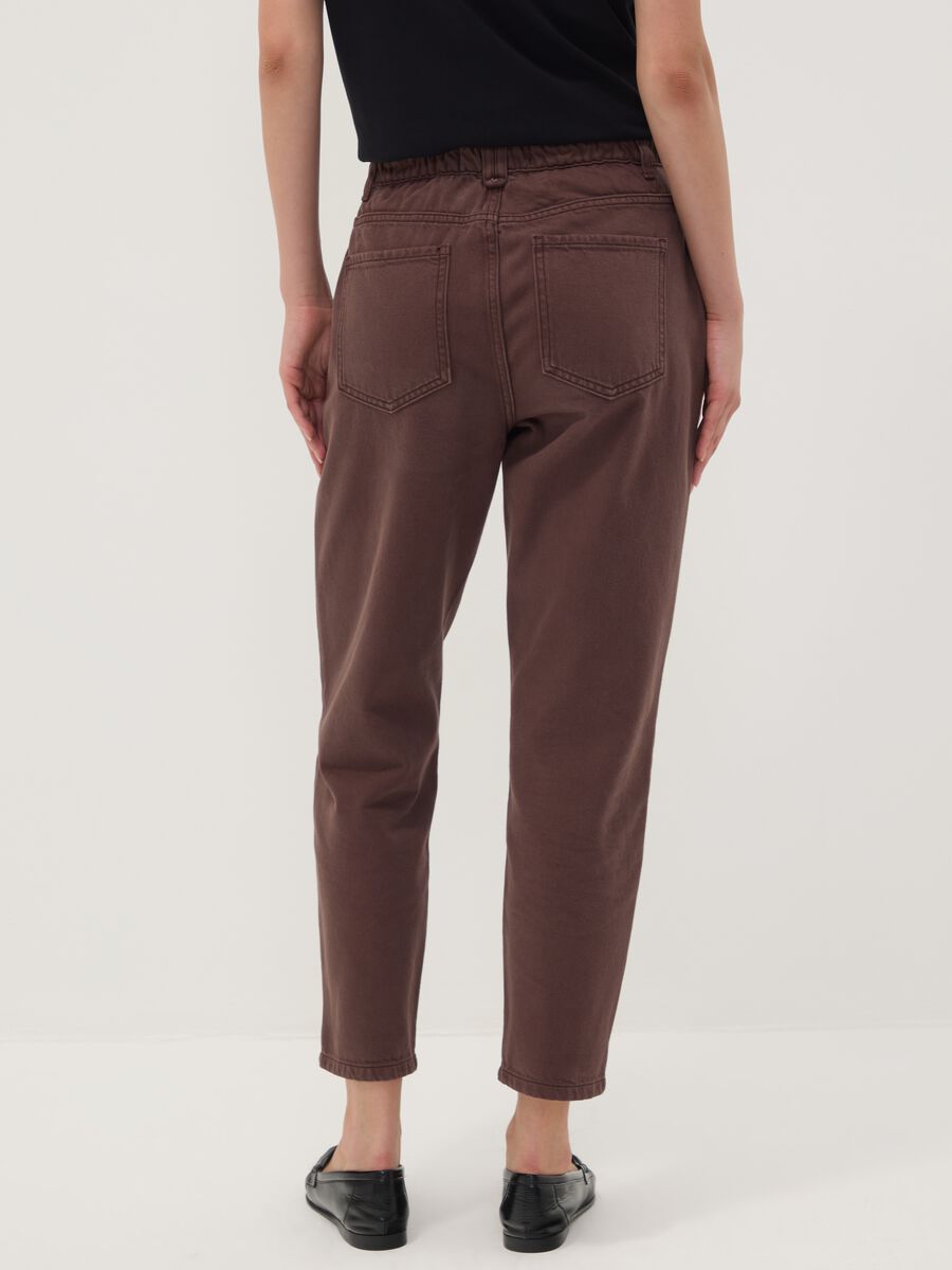 Brown baggy-fit pure cotton denim jeans with paperbag waist_2