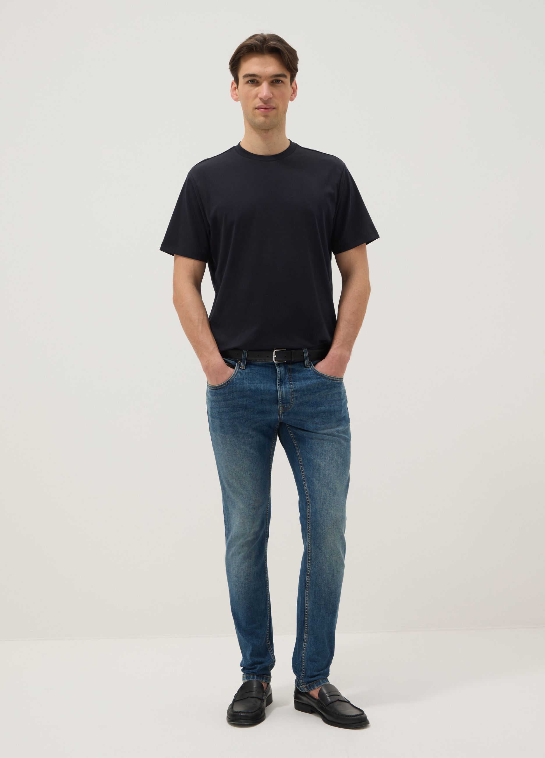 Skinnige Fit Jeans aus elastischem Baumwollstoff in Blau