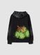 Sweatshirt com capuz preta em mistura de algod&atilde;o com padr&atilde;o graffiti, corte regular_1