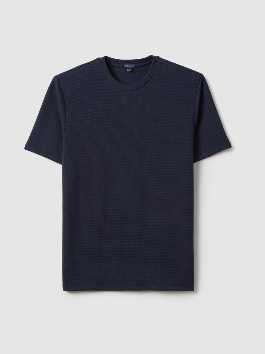 Blaues Pyjama-T-Shirt aus Viskosemischung mit regul&auml;rer Passform_4