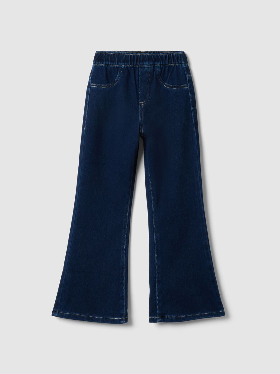 Girls' blue stretch cotton flare fit jeggings_0
