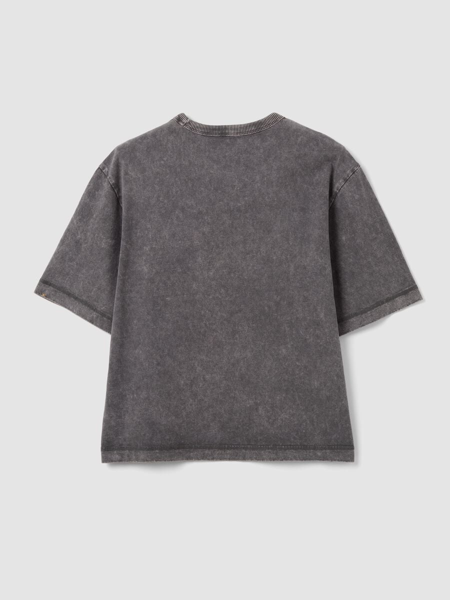 Grey pure cotton oversized T-shirt with teddy bear print_5