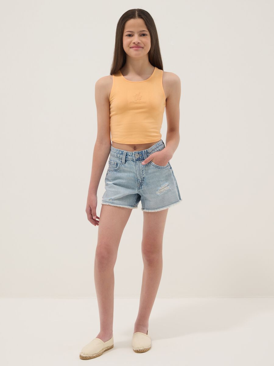 Hellblaue Denim-Shorts aus reiner Baumwolle f&uuml;r M&auml;dchen &ndash; Regular Fit_0