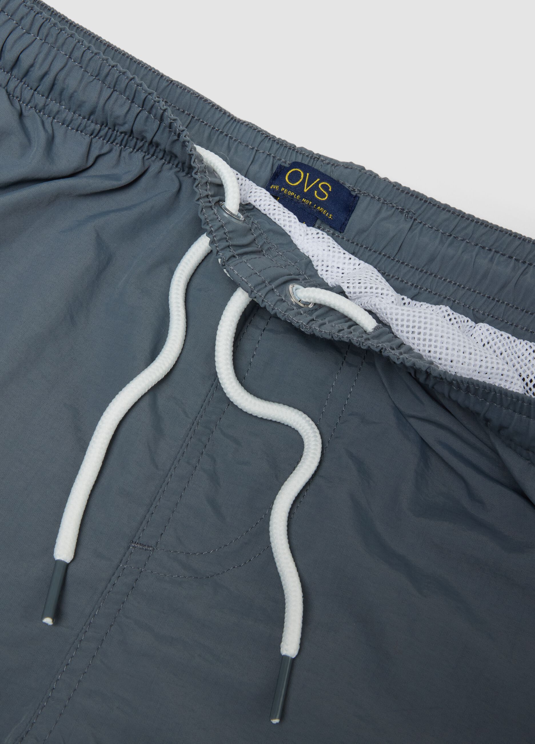 Grey regular-fit swim shorts with drawstring