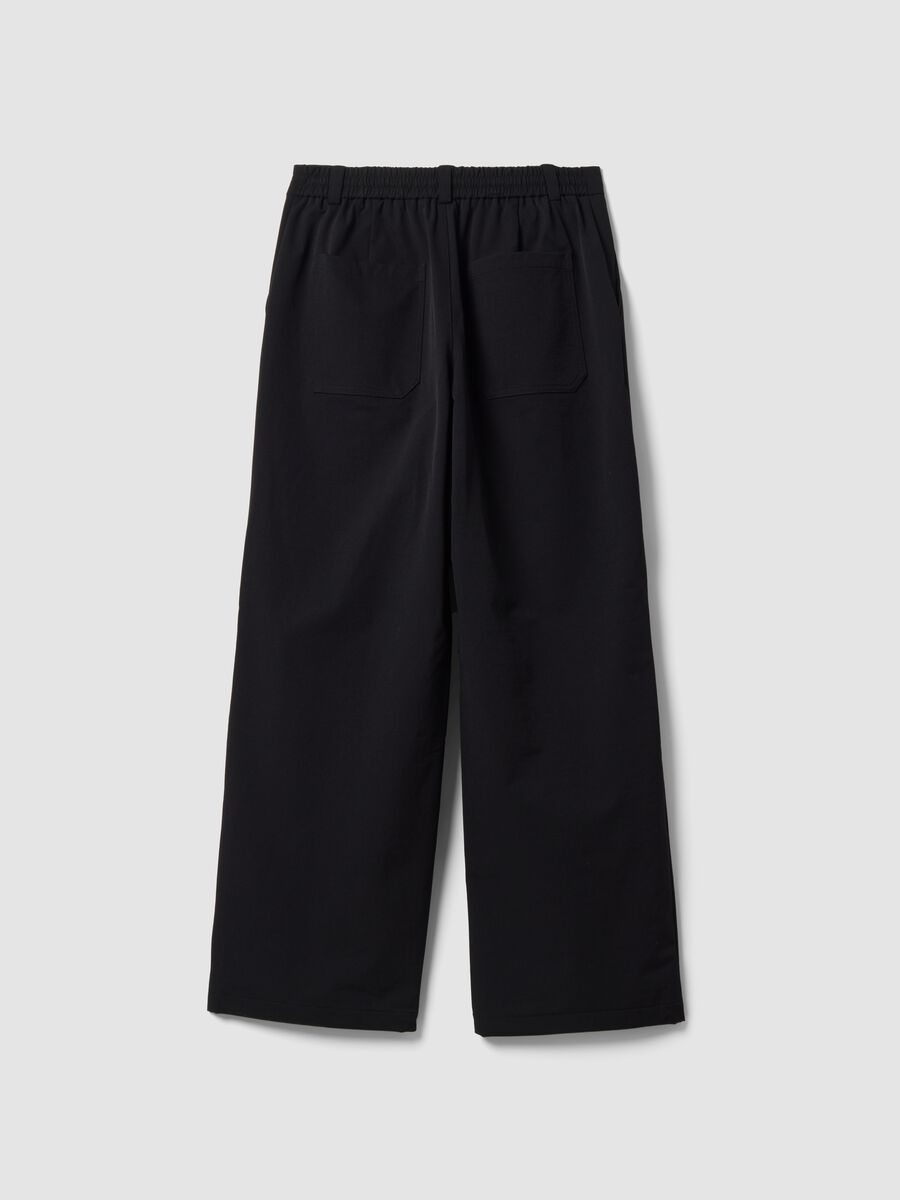 Black stretch-fabric parachute-fit trousers_6