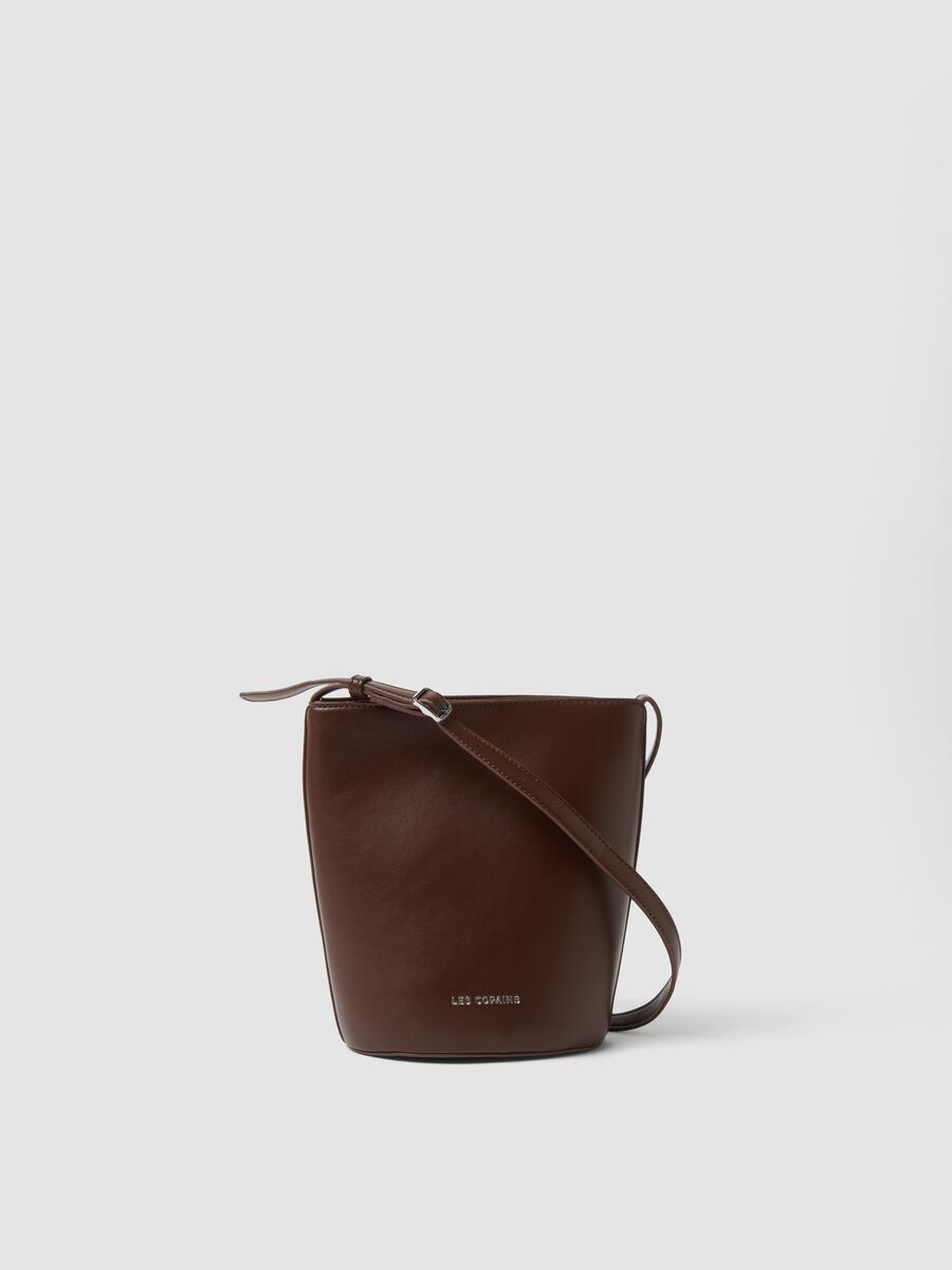 Brown bucket bag with adjustable shoulder strap_0