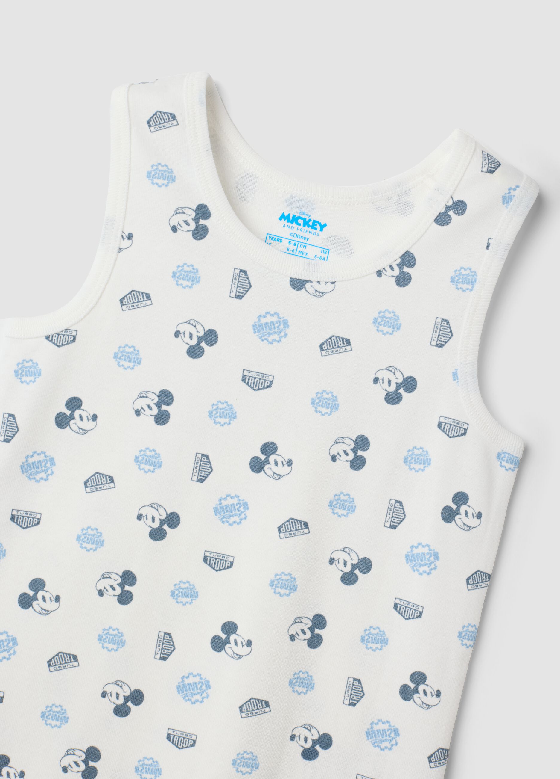 Bipack vogatori azzurro e bianco in puro cotone organico con stampa Mickey