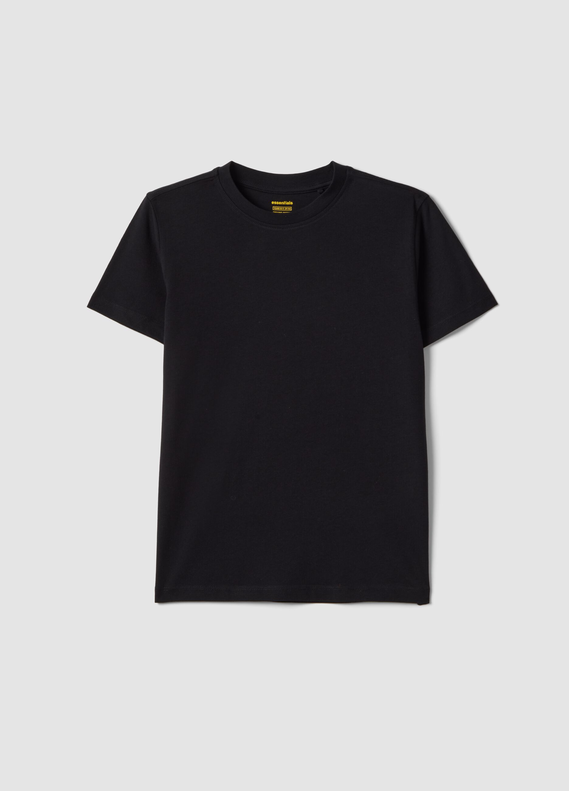 Boys&rsquo; black pure cotton regular fit T-shirt