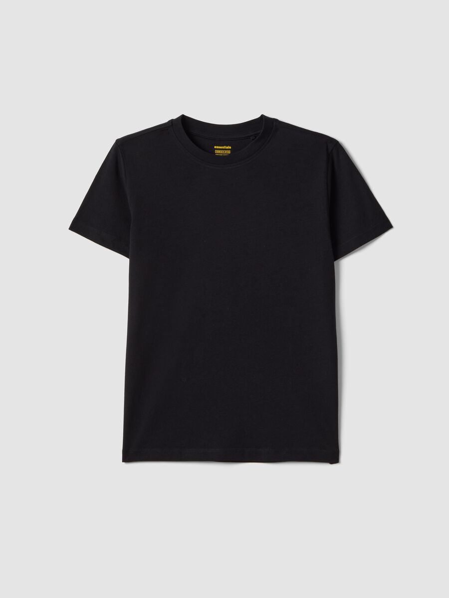 Boys&rsquo; black pure cotton regular fit T-shirt_0