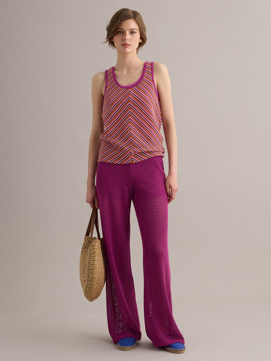 Pantal&oacute;n palazzo morado en mezcla de viscosa_0