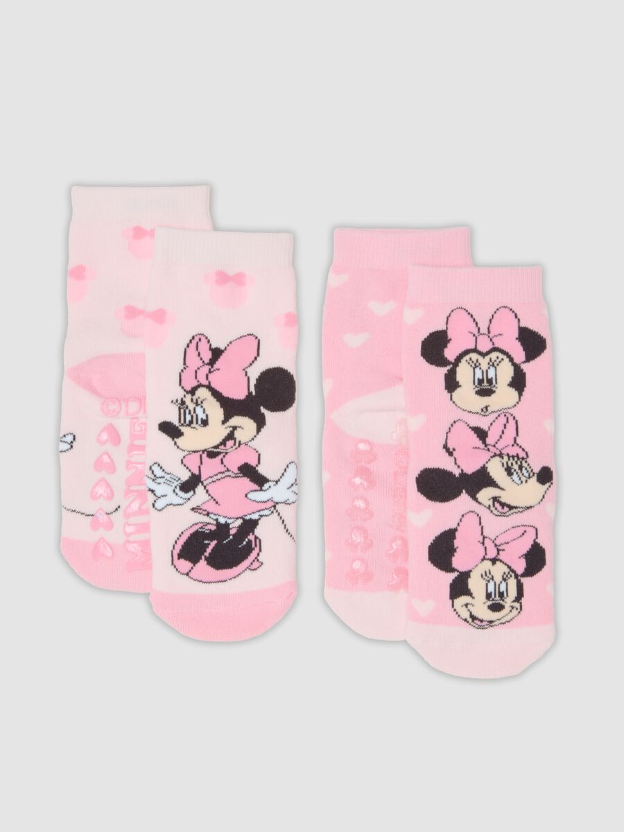 2-pack of pink non-slip socks in stretchy organic cotton with Minnie print_0
