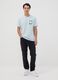 T-shirt azzurra in puro cotone jersey con stampa regular fit_1