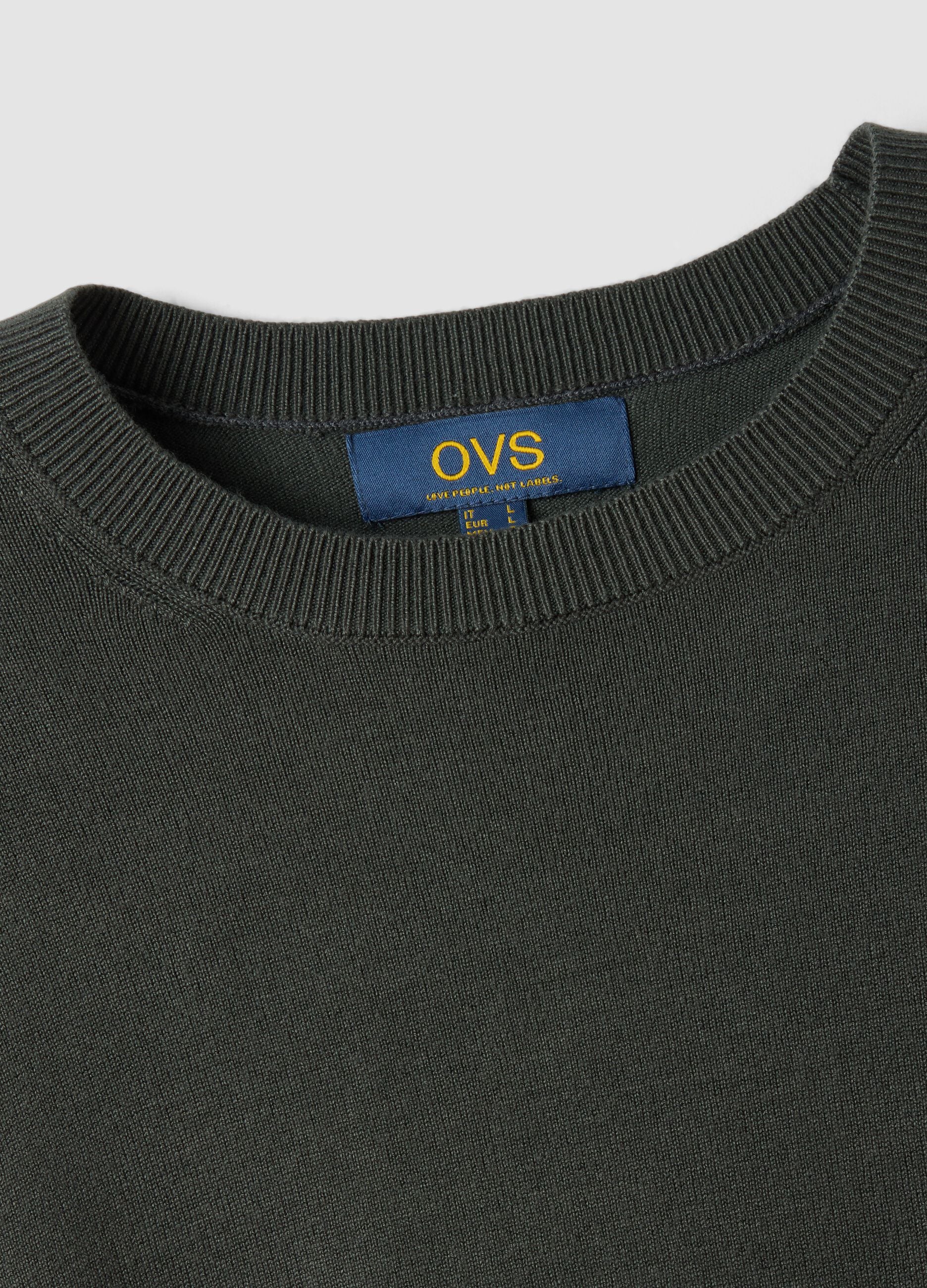 Green crew-neck jumper in viscose blend, regular fit
