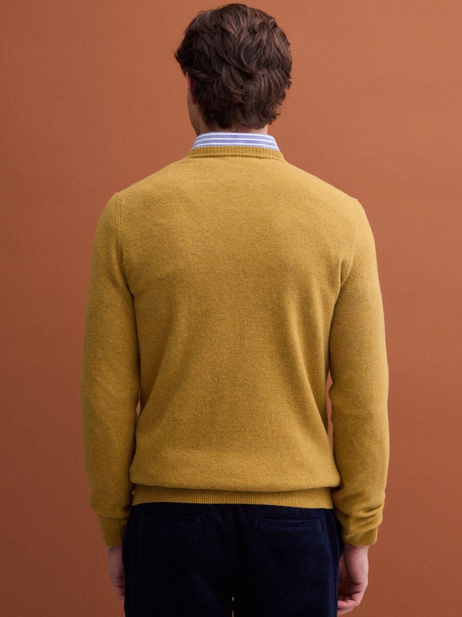 Yellow pure lambswool crew-neck jumper, regular fit_3