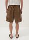 Brown cotton cargo Bermuda shorts with a baggy fit_2