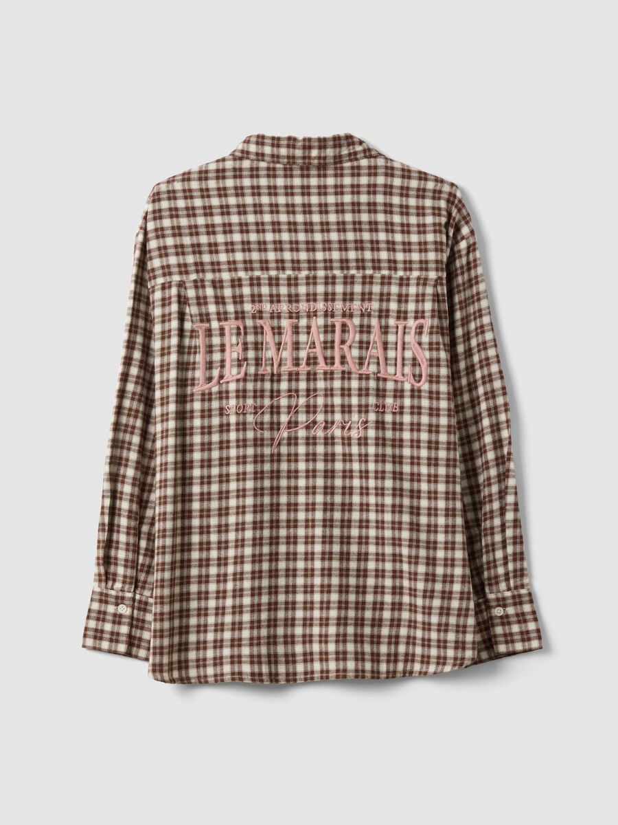 Camicia marrone a quadri in flanella di puro cotone_6