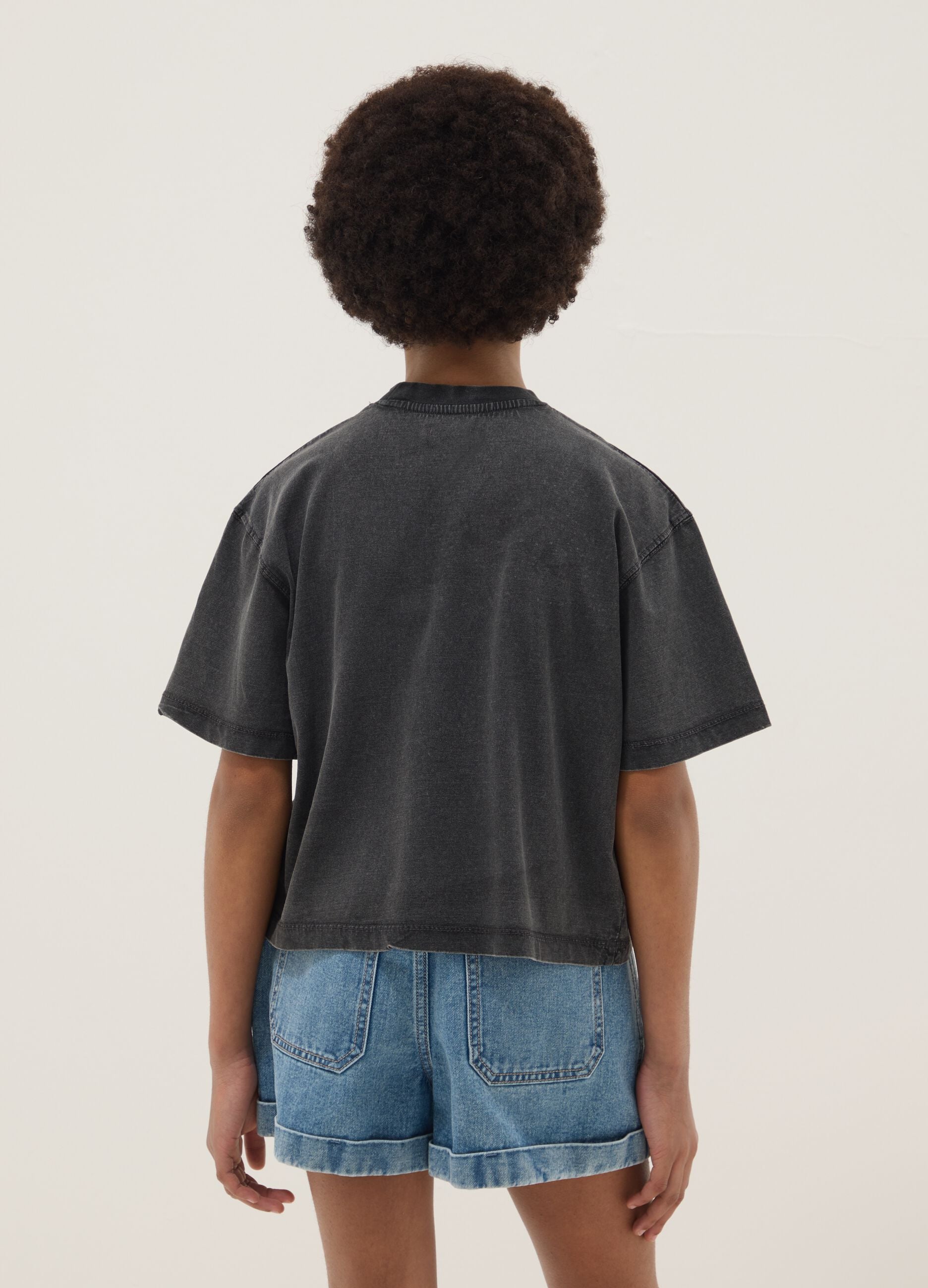 Grey pure cotton oversized fit girl&rsquo;s t-shirt