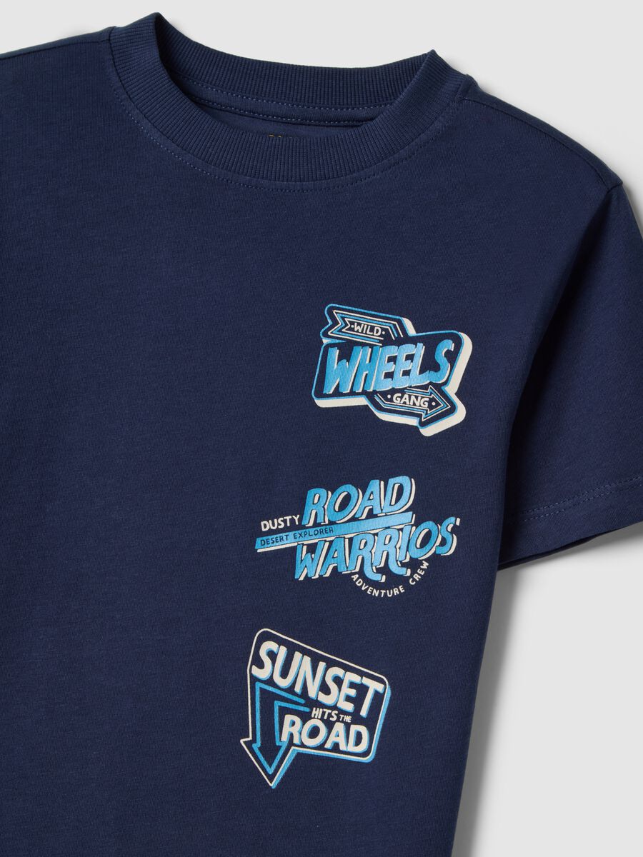 Boy's blue pure cotton regular fit t-shirt with print_2