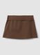 Mini gonna marrone in viscosa elasticizzata con cintura_1