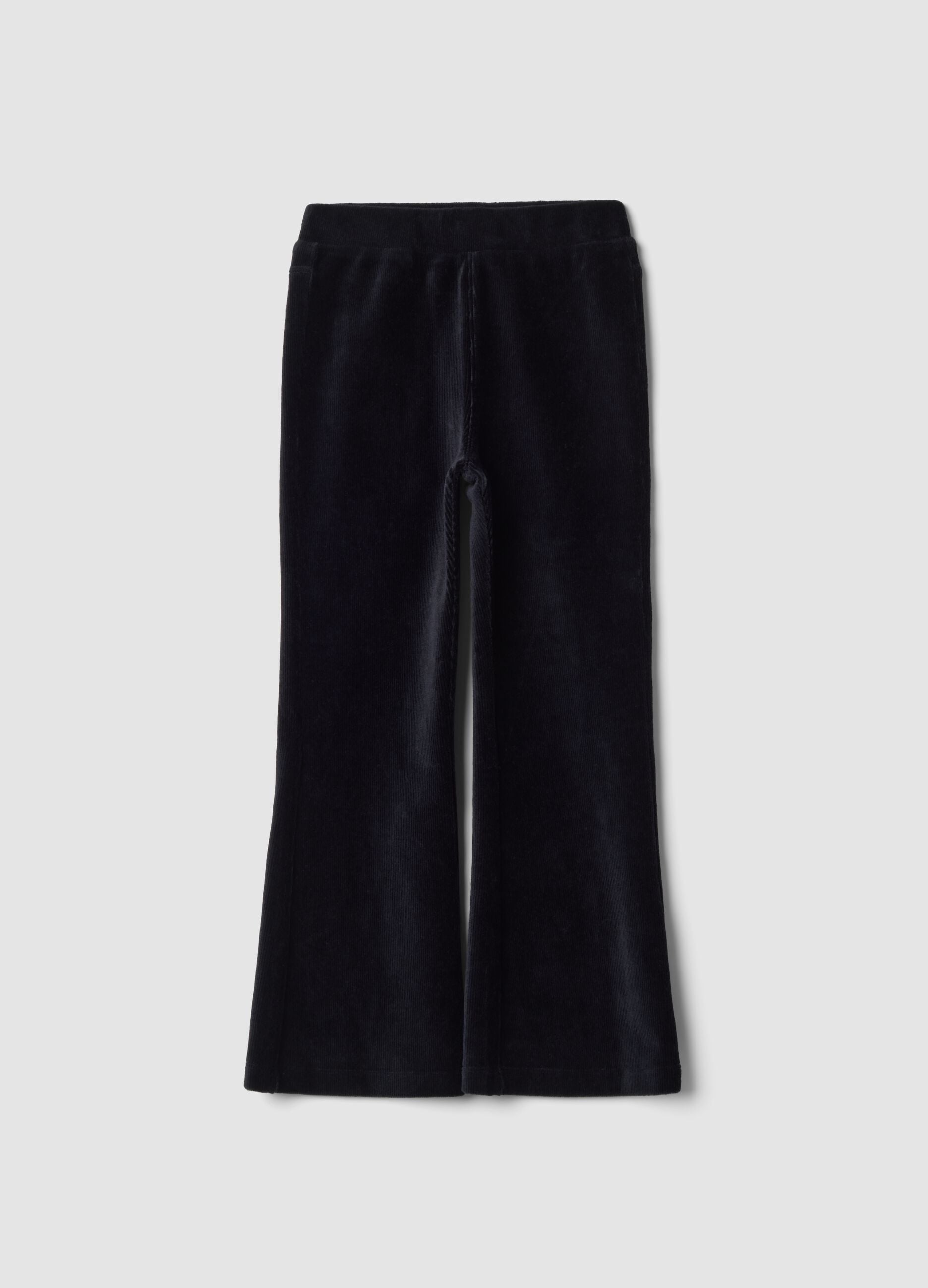 Black flared stretch cotton trousers