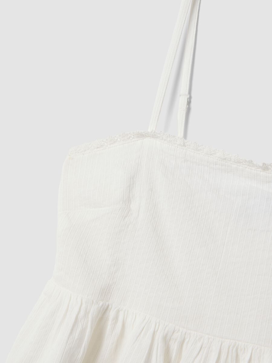 White cotton and viscose blend top with thin straps, relaxed fit_1