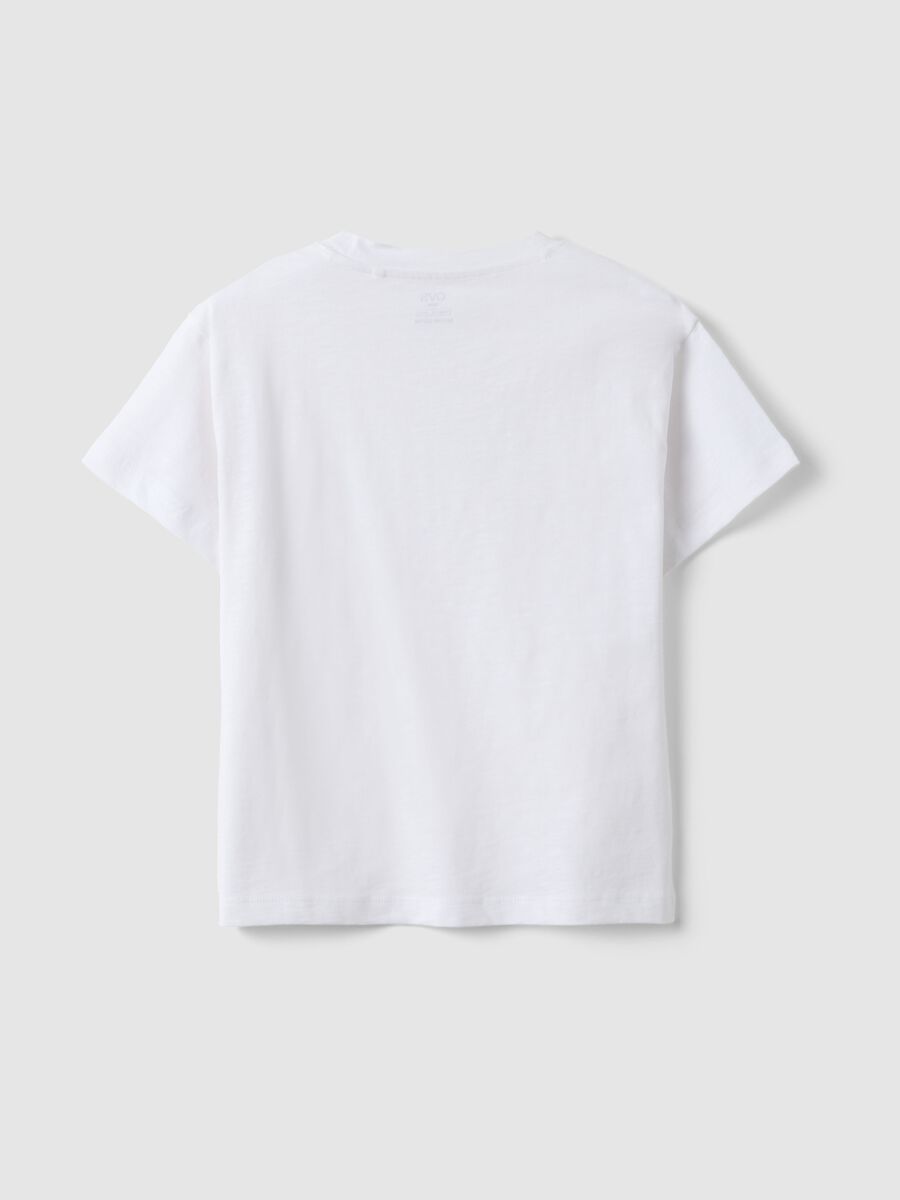 White pure cotton children's T-shirt, regular fit with pocket_1